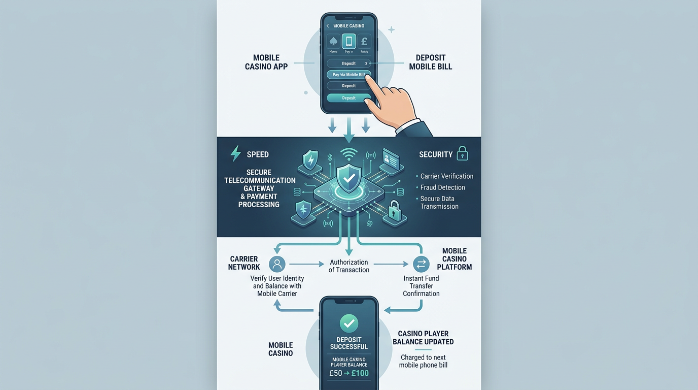 Infographic showing the Direct Carrier Billing process for online casino deposits